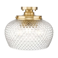 Golden 1088-3SF MBG-CLR - Golden Lighting Adeline 3-light Semi-Flush Mount in Modern Brushed Gold